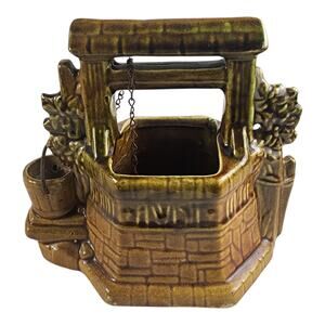 Vintage 50s McCoy Pottery Wishing Well Grant A Wish to Me, Planter USA Singed